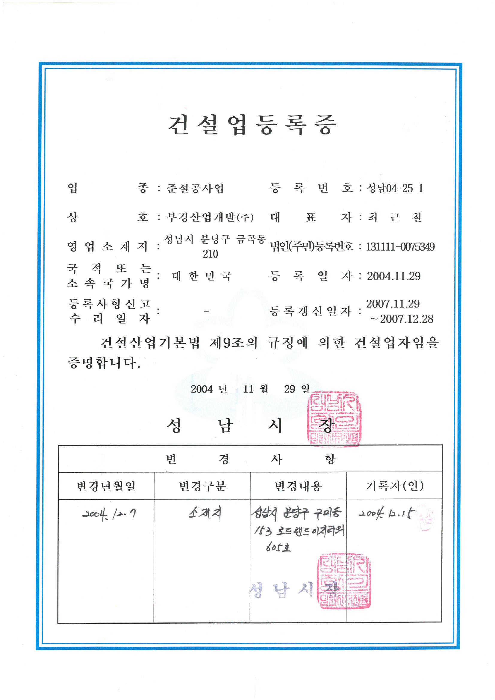 Certification of Construction Contractor(Dredging)